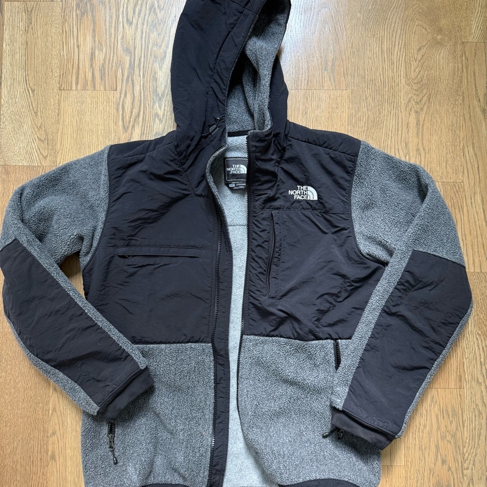 The North Face Black and Gray Denali fleece jacket